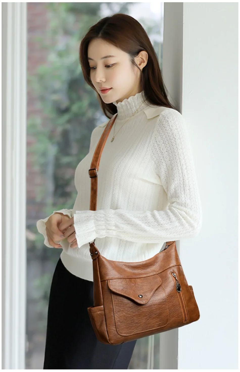 Luxury Large Capacity Retro Pu Leather Tote Designer Shoulder Crossbody Bag - Image 4