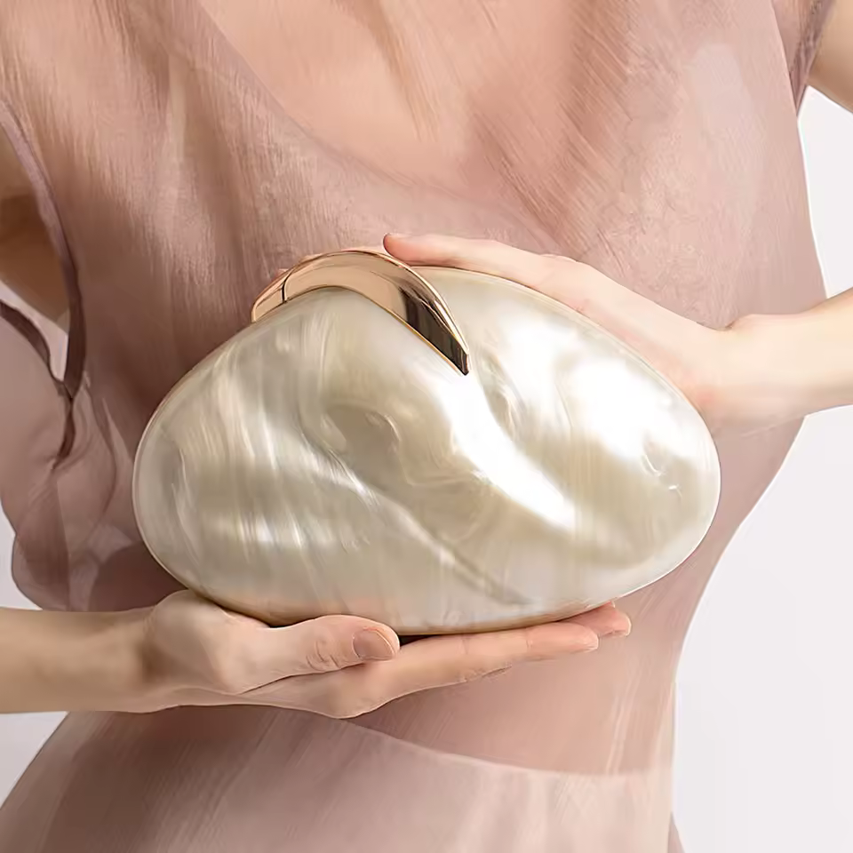 Luxury Metal Handle Mini Purse Prom Acrylic Snail Shape Hard Shell Box Shoulder Clutch Beach Handbag