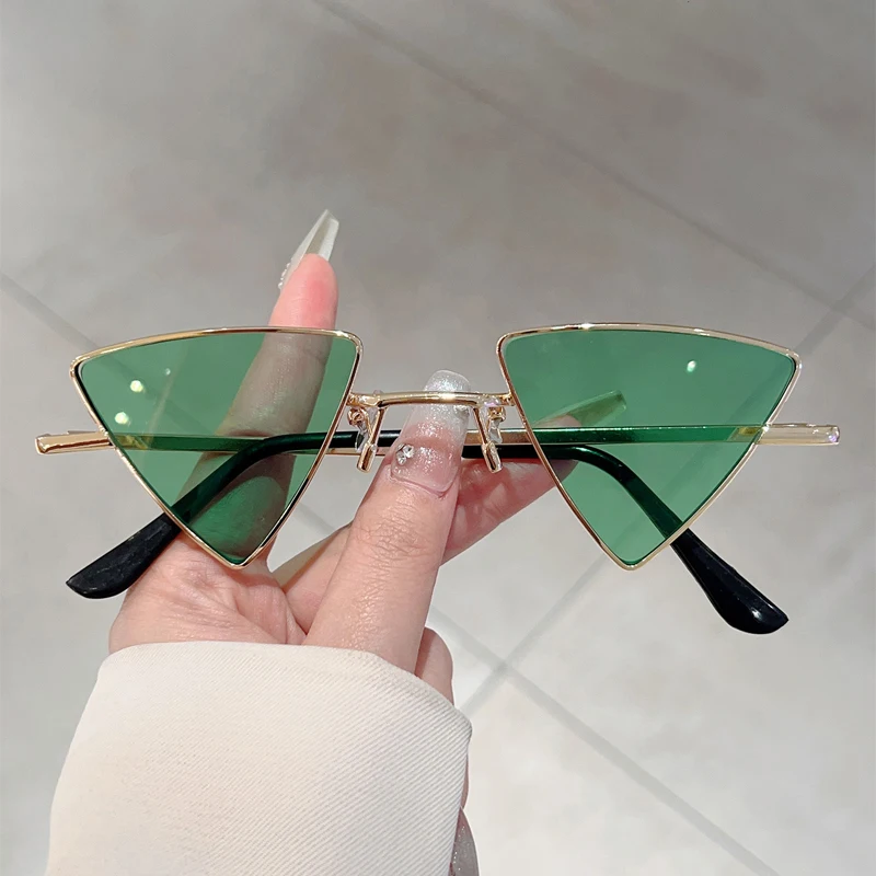 Luxury Retro Metal Rim Outdoor Shades Design Decor Vintage Triangle Sunglasses - Image 7