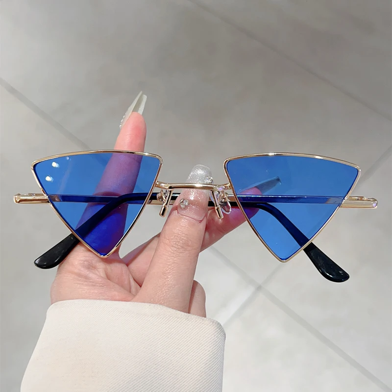 Luxury Retro Metal Rim Outdoor Shades Design Decor Vintage Triangle Sunglasses - Image 5