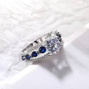 Luxury Round CZ Novel Designed Party Temperament Gift Trendy Jewelry Special-interest Wedding Rings