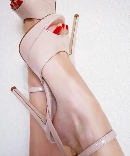 Patent Leather Platform Ankle Strap Cut-out Bride Peep Toe Wedding High Heels - Image 3