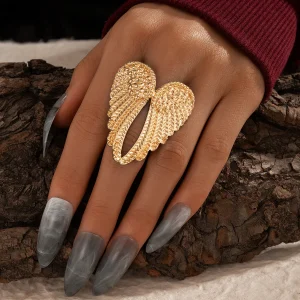 Retro Angel Wings Large Vintage Punk Gothic Rock Hiphop Accessories Designer Ring