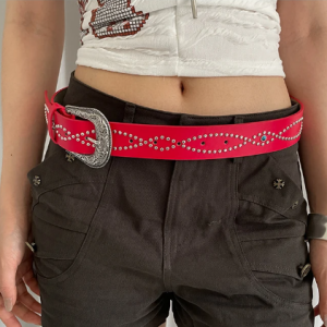 Retro Solid Rivet Printed Ethnic Daily Versatile Waist PU Leather Belt