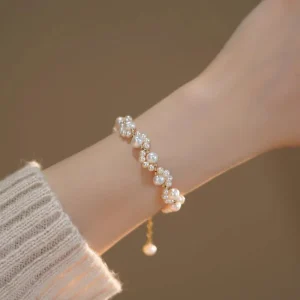 Retro Trendy Pearl Cute Zinc Alloy Geometric Animal Paw Bangles Bracelet