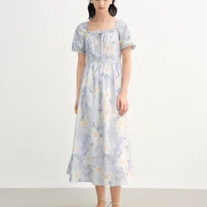 Romantic Oil Painting Skirt Temperament Sweet Waist Dress