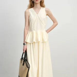 Romantic Ruffle Sleeveless Holiday Mid-Calf Top Skirt Set