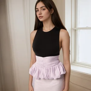 Ruffle Pullover Vest Patchwork O Neck Ruched Skinny Club Tank Tops