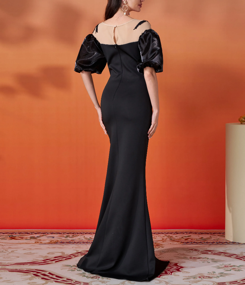 Short Sleeved Elegant Beautiful Split Formal Occasion Graduation Maxi Dresses - Image 5