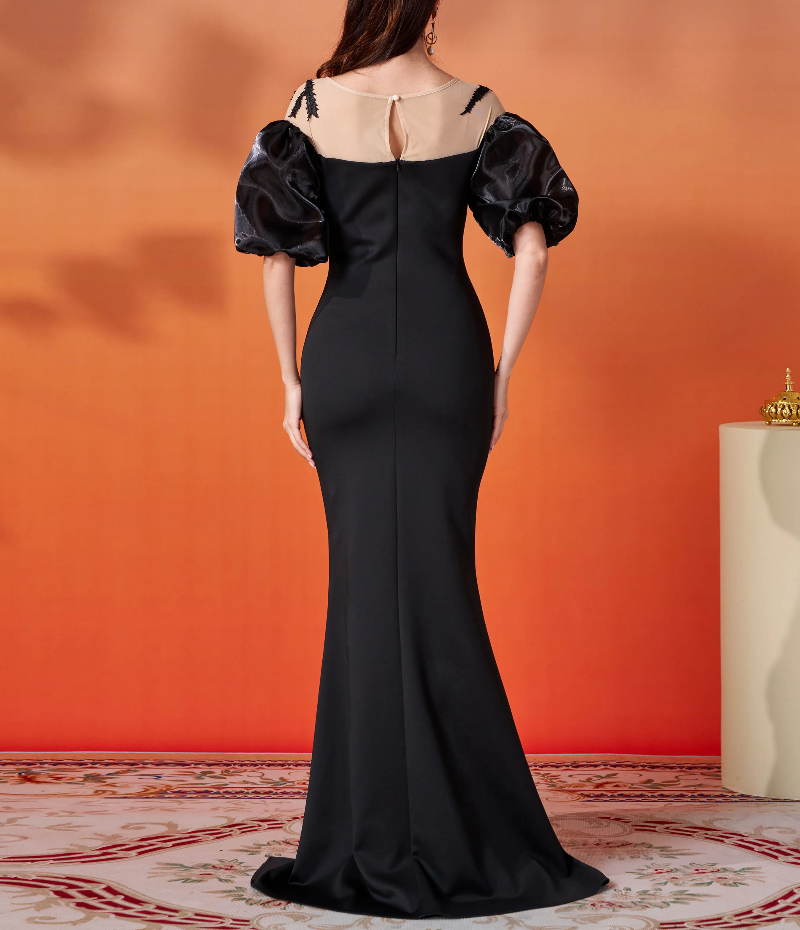 Short Sleeved Elegant Beautiful Split Formal Occasion Graduation Maxi Dresses - Image 2