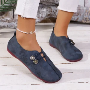 Soft And Comfortable Round Toe Walking Light Non-slip Leather Loafers