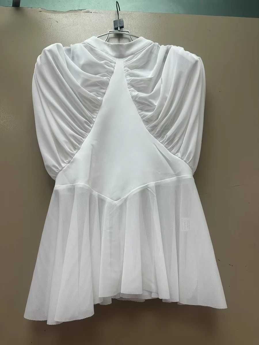 Solid Spliced Folds O Neck Sleeveless Tunic Temperament Blouses Shirts - Image 3