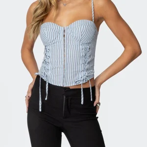 Spliced Lace Up Strapless Sleeveless Tunic Temperament Vest Top