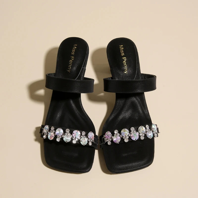 Luxury Crystal Square Toe High Evening Party Heels Sandals - Image 15