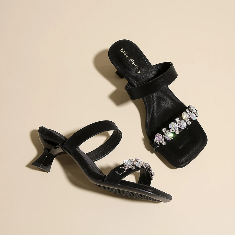 Luxury Crystal Square Toe High Evening Party Heels Sandals - Image 17