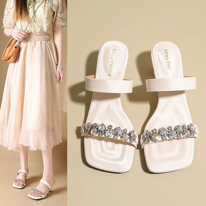 Luxury Crystal Square Toe High Evening Party Heels Sandals - Image 26