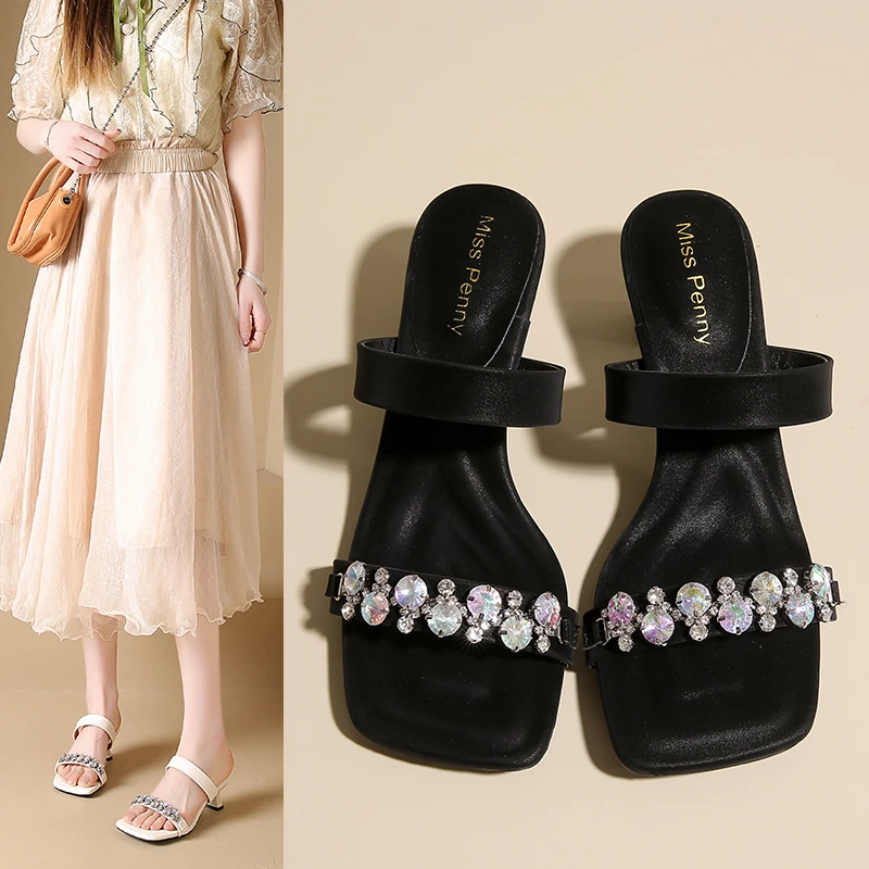 Luxury Crystal Square Toe High Evening Party Heels Sandals - Image 24