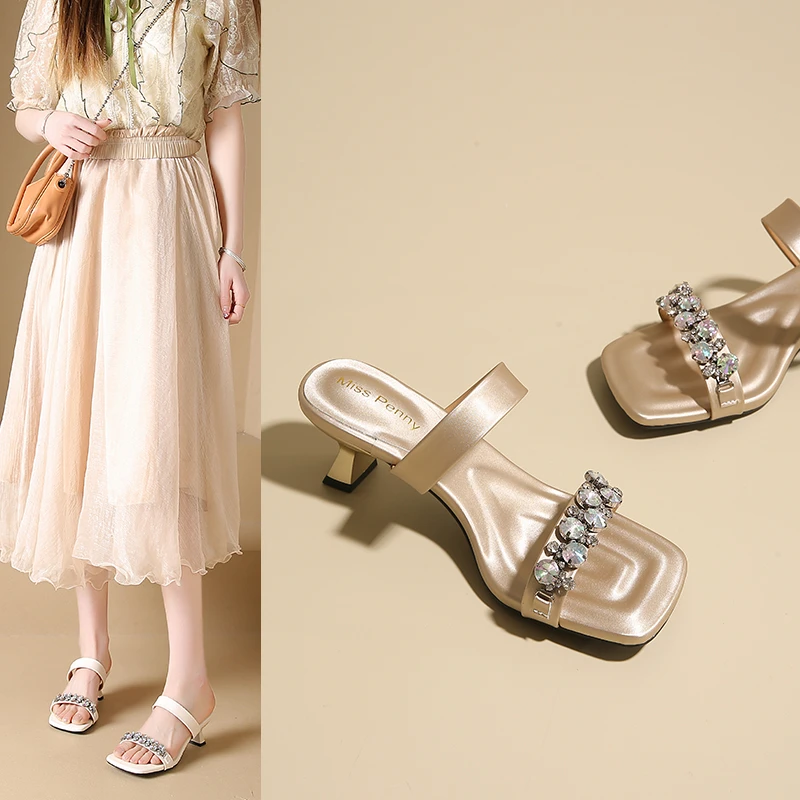 Luxury Crystal Square Toe High Evening Party Heels Sandals - Image 25