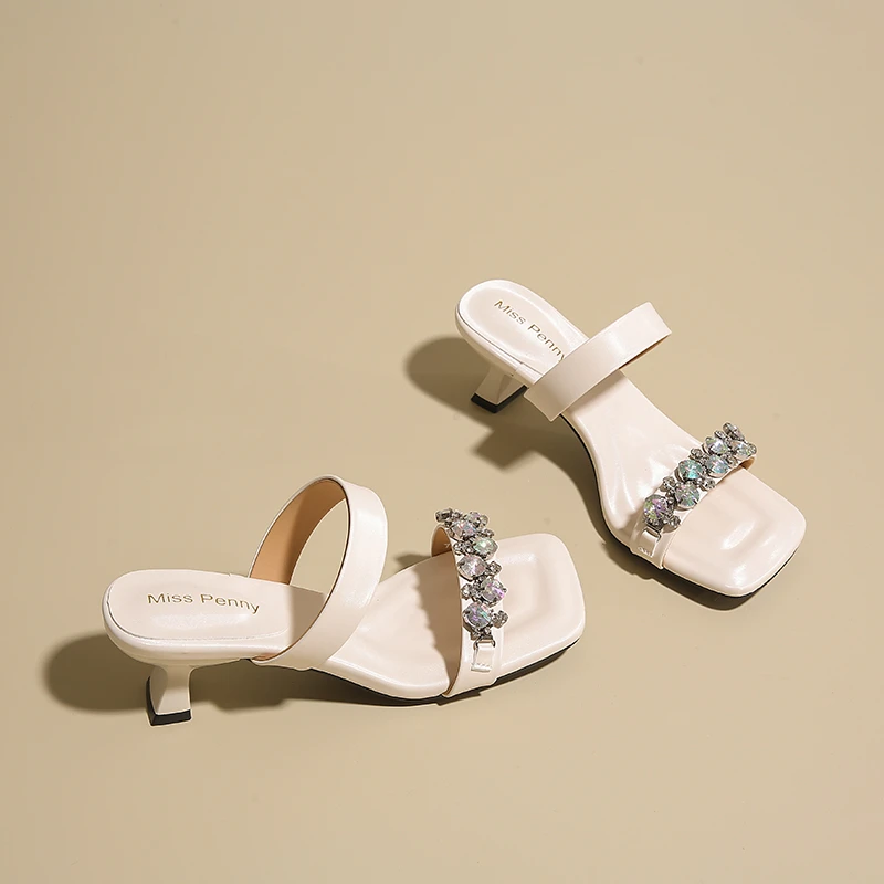 Luxury Crystal Square Toe High Evening Party Heels Sandals - Image 7