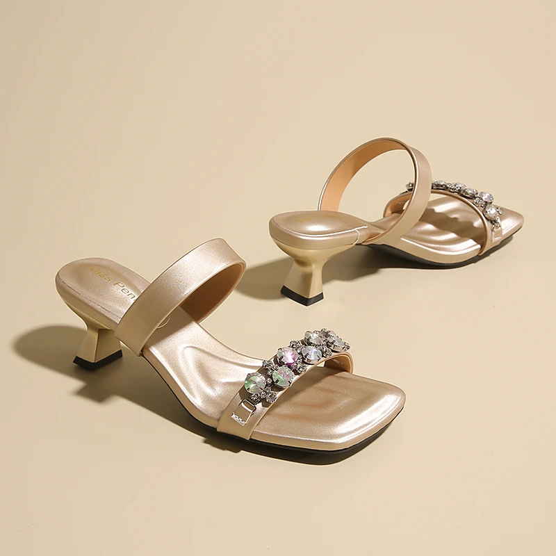 Luxury Crystal Square Toe High Evening Party Heels Sandals - Image 22