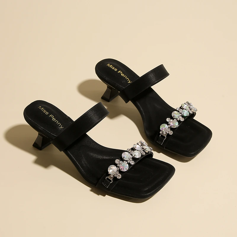 Luxury Crystal Square Toe High Evening Party Heels Sandals - Image 16