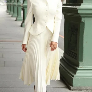 Stand Collar Long Sleeve Spliced Button Tops High Waist Skirt Chic Set