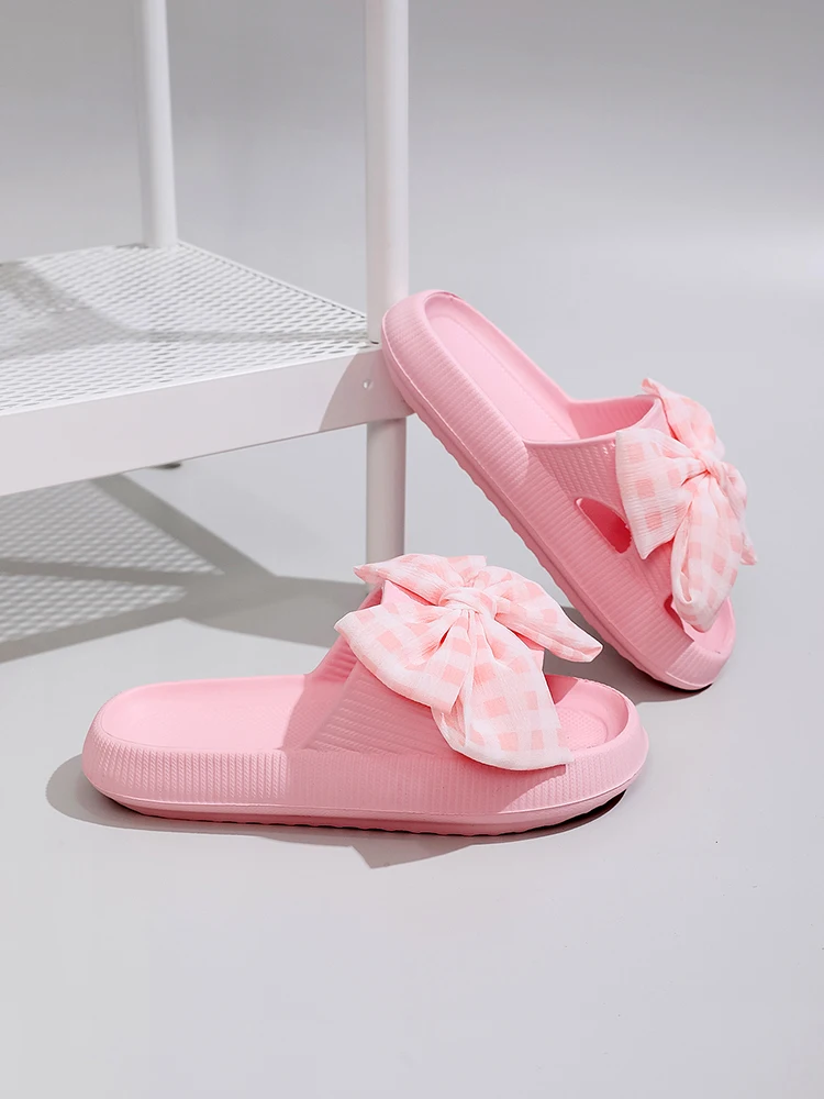 Sweet Flower Bow Thick Platform Indoor Bathroom Flip Flops Cloud Slippers - Image 8