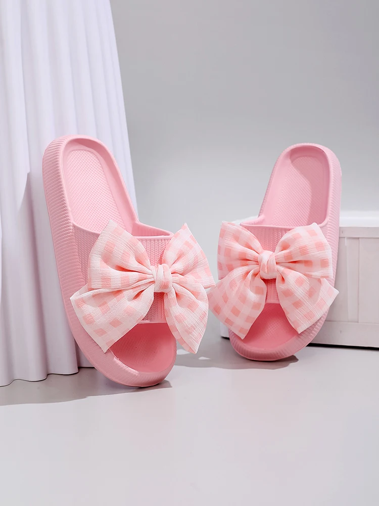 Sweet Flower Bow Thick Platform Indoor Bathroom Flip Flops Cloud Slippers - Image 7
