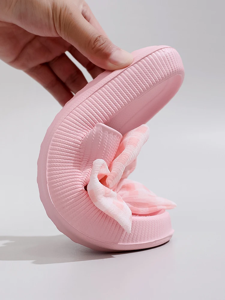 Sweet Flower Bow Thick Platform Indoor Bathroom Flip Flops Cloud Slippers - Image 6