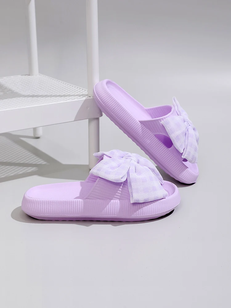 Sweet Flower Bow Thick Platform Indoor Bathroom Flip Flops Slippers - Image 8