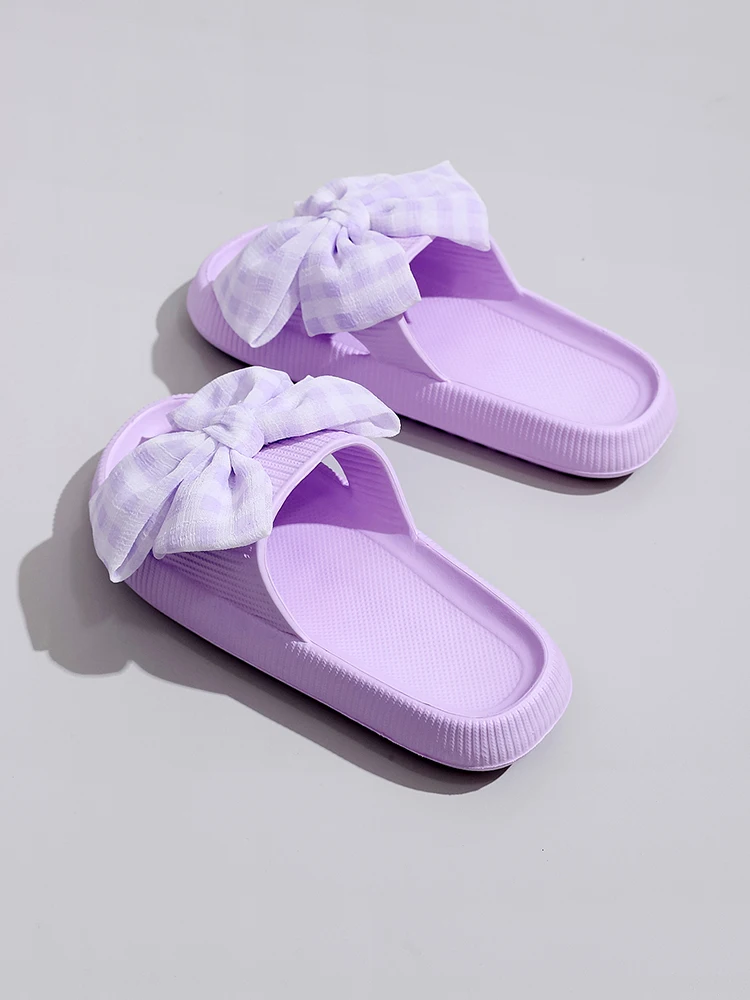 Sweet Flower Bow Thick Platform Indoor Bathroom Flip Flops Slippers - Image 7