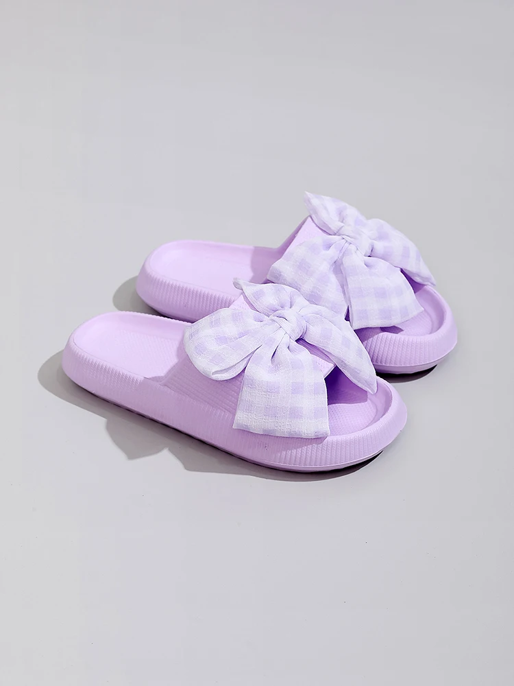 Sweet Flower Bow Thick Platform Indoor Bathroom Flip Flops Slippers - Image 5