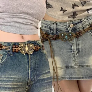 Trendy Butterfly Tassel Waist Chain Bohemian Vintage Flower Jean Skirt Dress Belt