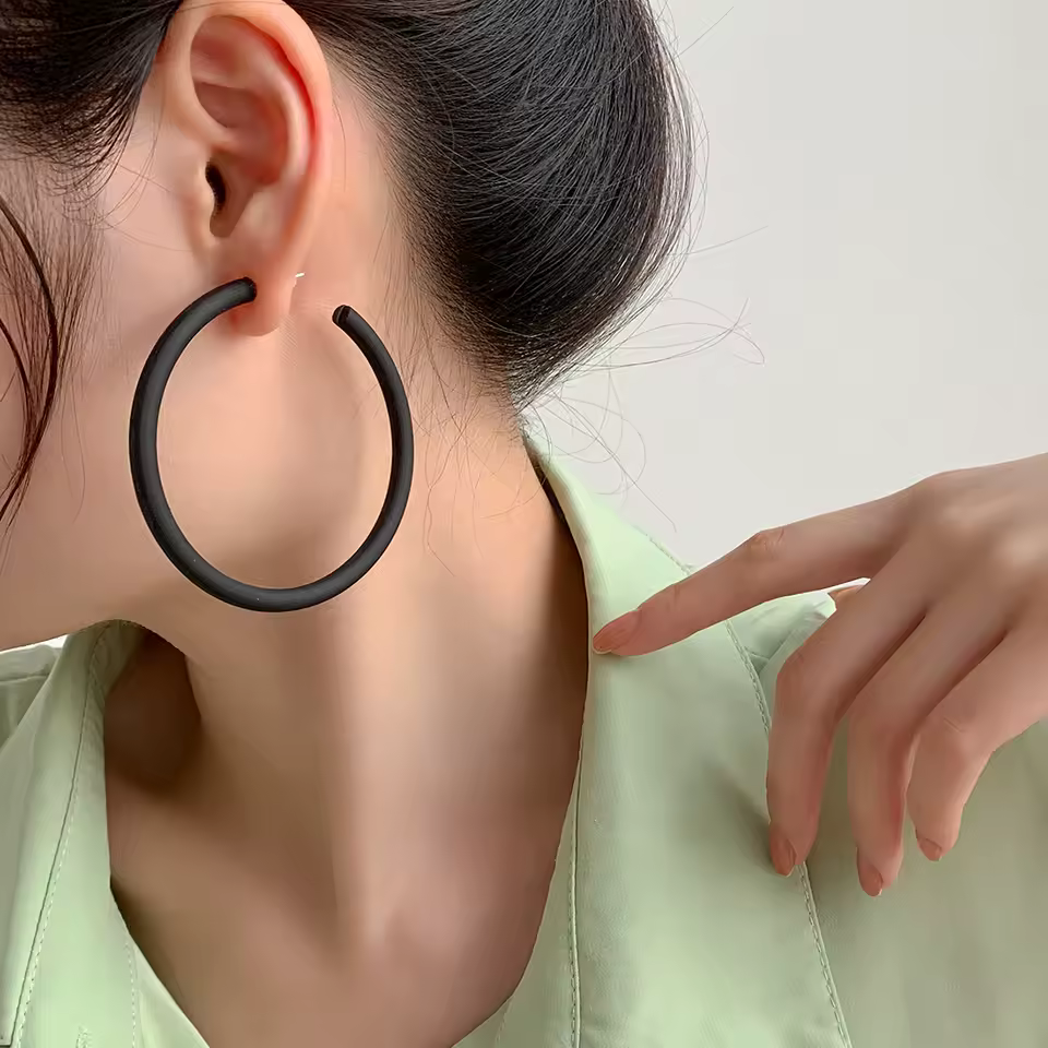 Trendy Zinc Alloy Geometric Resin Acrylic Big Round Hoop Earrings