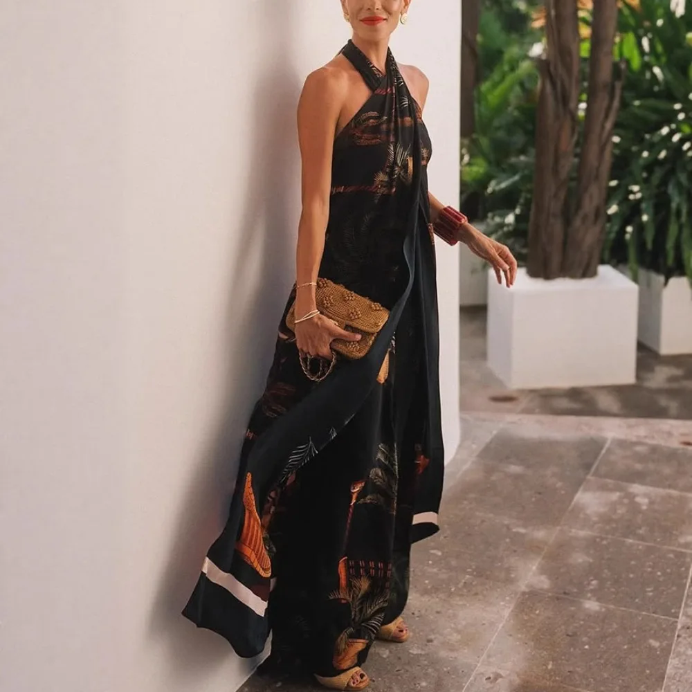 Two Piece Set for Halter Sleeveless Top High Waist Temperament Pant Set - Image 2