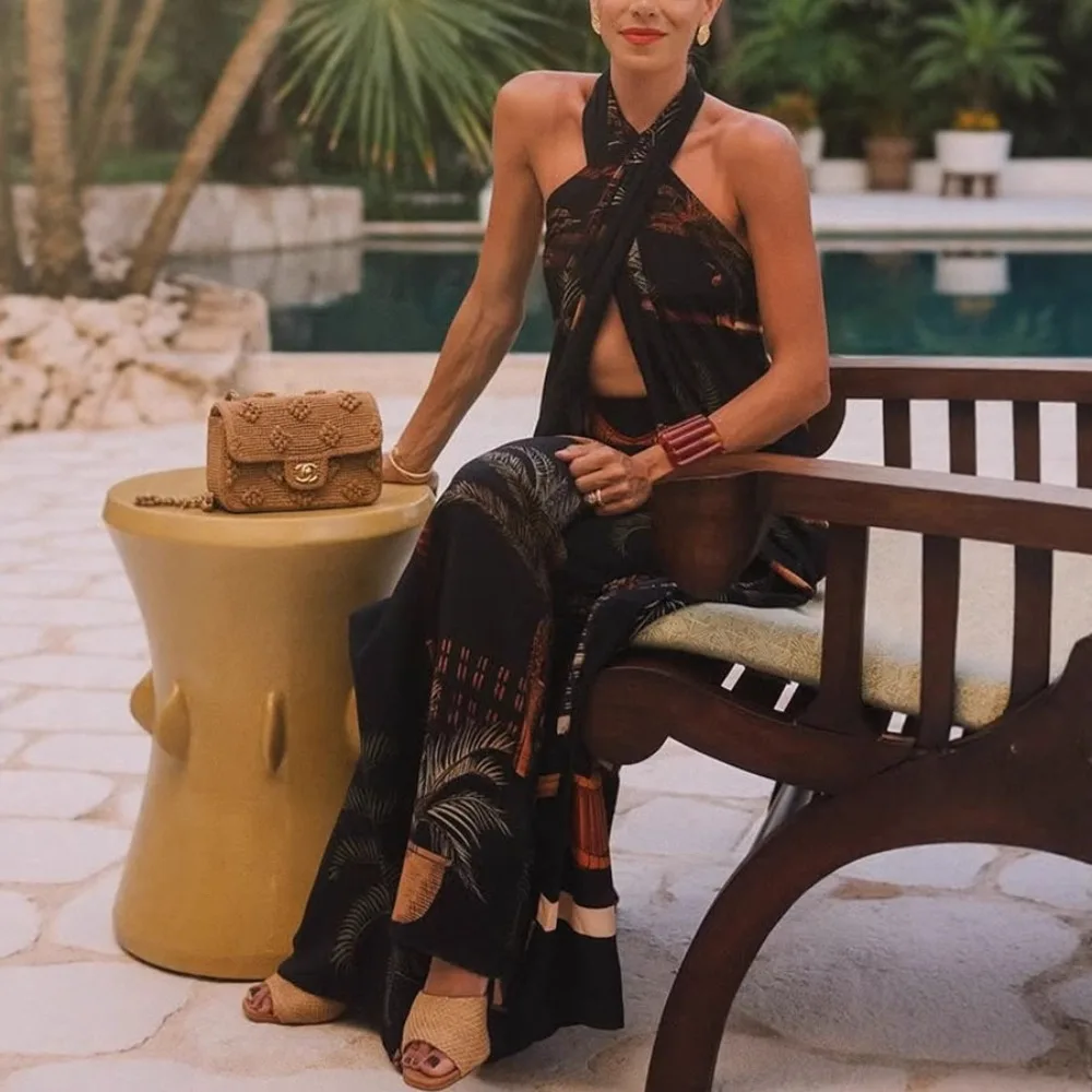 Two Piece Set for Halter Sleeveless Top High Waist Temperament Pant Set - Image 3