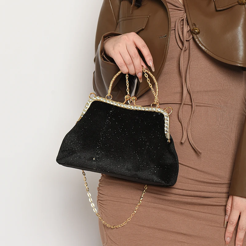 Vintage Designer With Chain Bags Lock Shell Clip Retro Evening Handbags - Image 39