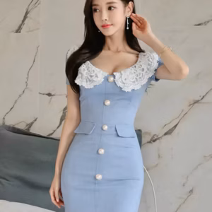 Vintage Elegant Office Sweet Turn-down Collar Slim Mini Vestidos Street Pencil Short Dress