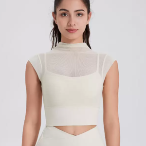 Vintage Fashion Sporty Top Round Neck Cap Sleeves Outdoor In Solid T-Shirt