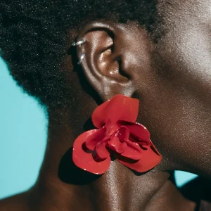 Vintage Geometric Exaggerated Metal Large Flower Personality Push-back Earrings