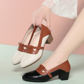 Vintage Knit Pointed Toe Shallow Mouth Soft Leather Loafers - Image 9