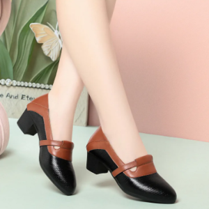 Vintage Knit Pointed Toe Shallow Mouth Soft Leather Loafers