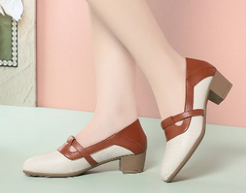 Vintage Knit Pointed Toe Shallow Mouth Soft Leather Loafers - Image 6