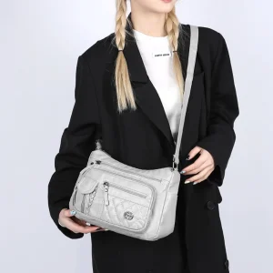 Vintage Sequined Solid Pu Leather Zipper High Quality Crossbody Shoulder Bags