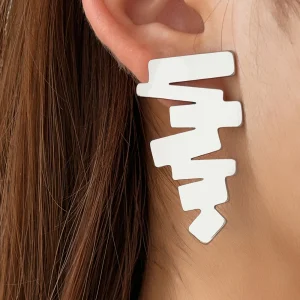 Vintage Stainless Steel Versatile Irregular Delicate High Quality Personality Design Earrings