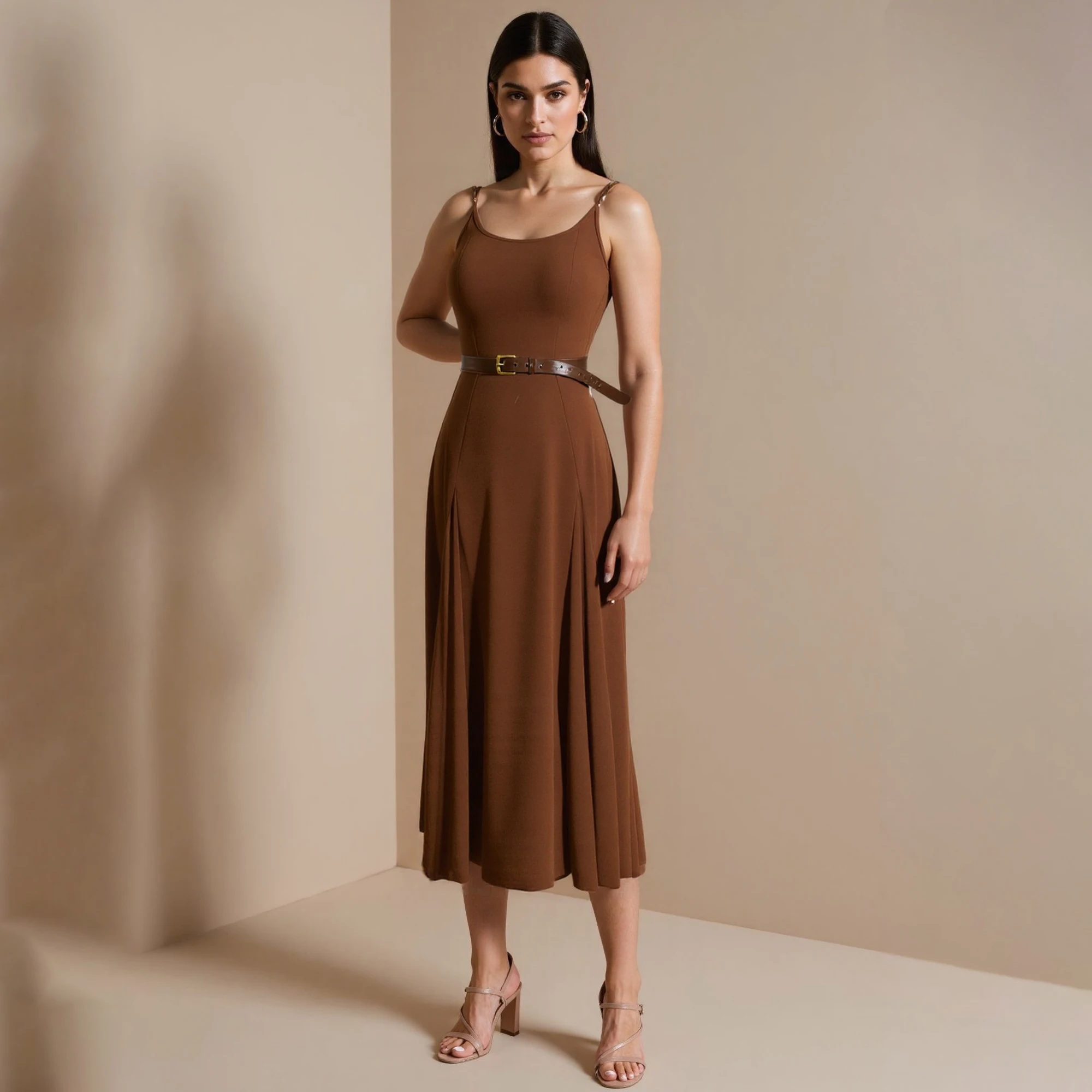 Vintage Sashes Retro Long Skirt With Belt Strap Vest Dress