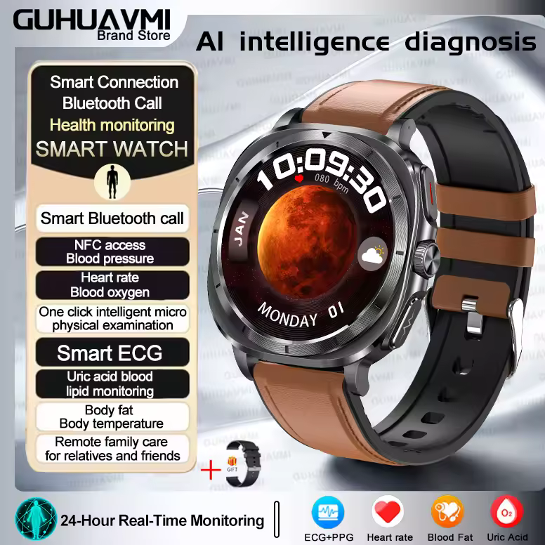 Casual Uric Acid Blood lipids ECG+PPG Blood Pressure Heart Rate Samsung Health Galaxy Watch 7 Ultra Smart Watch