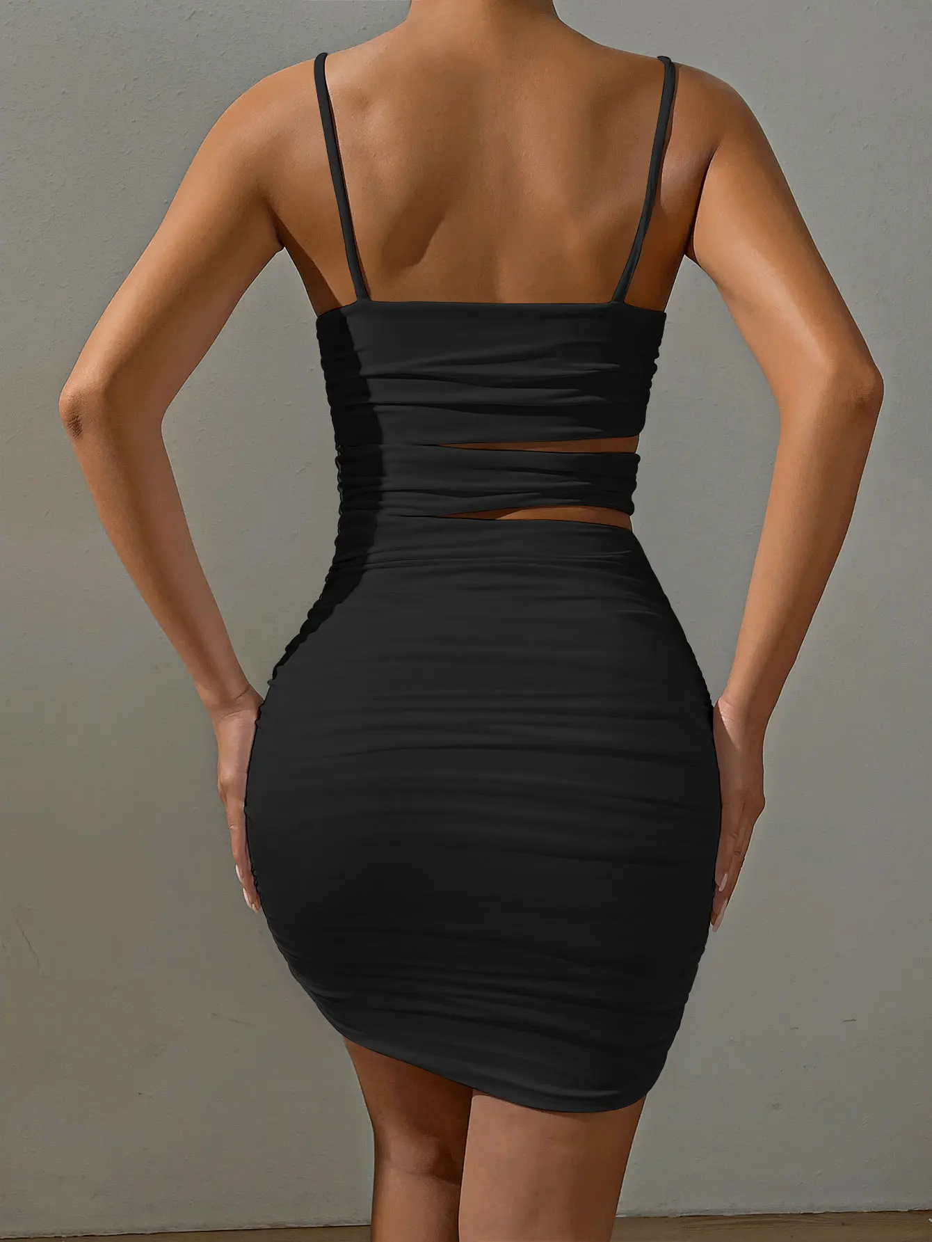 Elegant Spaghetti Strap Bodycon Backless Evening Party Mini Dress - Image 13