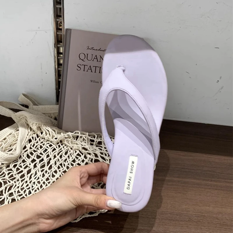 Casual Slides Narrow Band Outdoor Wedge Heel Flip Flops Slipper - Image 6