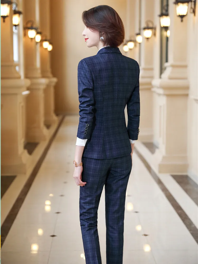 Formal Plaid Design Jacket Vest Office Mini Pant 3 Piece Suit - Image 8